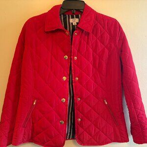NWT Red quilted coat, with blue, red and white lining.